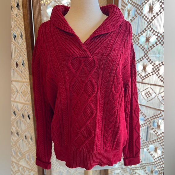 Eddie Bauer Sweaters - Vintage Eddie Bauer Red Chunky Knit Women's Sweater